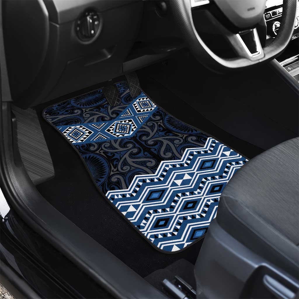 New Zealand Aotearoa Car Mats Blue Taniko Art Maori Pattern LT05 - Polynesian Pride