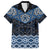 New Zealand Aotearoa Family Matching Off Shoulder Short Dress and Hawaiian Shirt Blue Taniko Art Maori Pattern