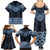 New Zealand Aotearoa Family Matching Summer Maxi Dress and Hawaiian Shirt Blue Taniko Art Maori Pattern