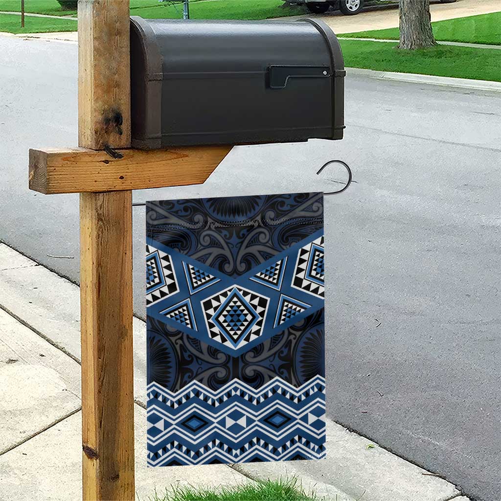 New Zealand Aotearoa Garden Flag Blue Taniko Art Maori Pattern LT05 - Polynesian Pride