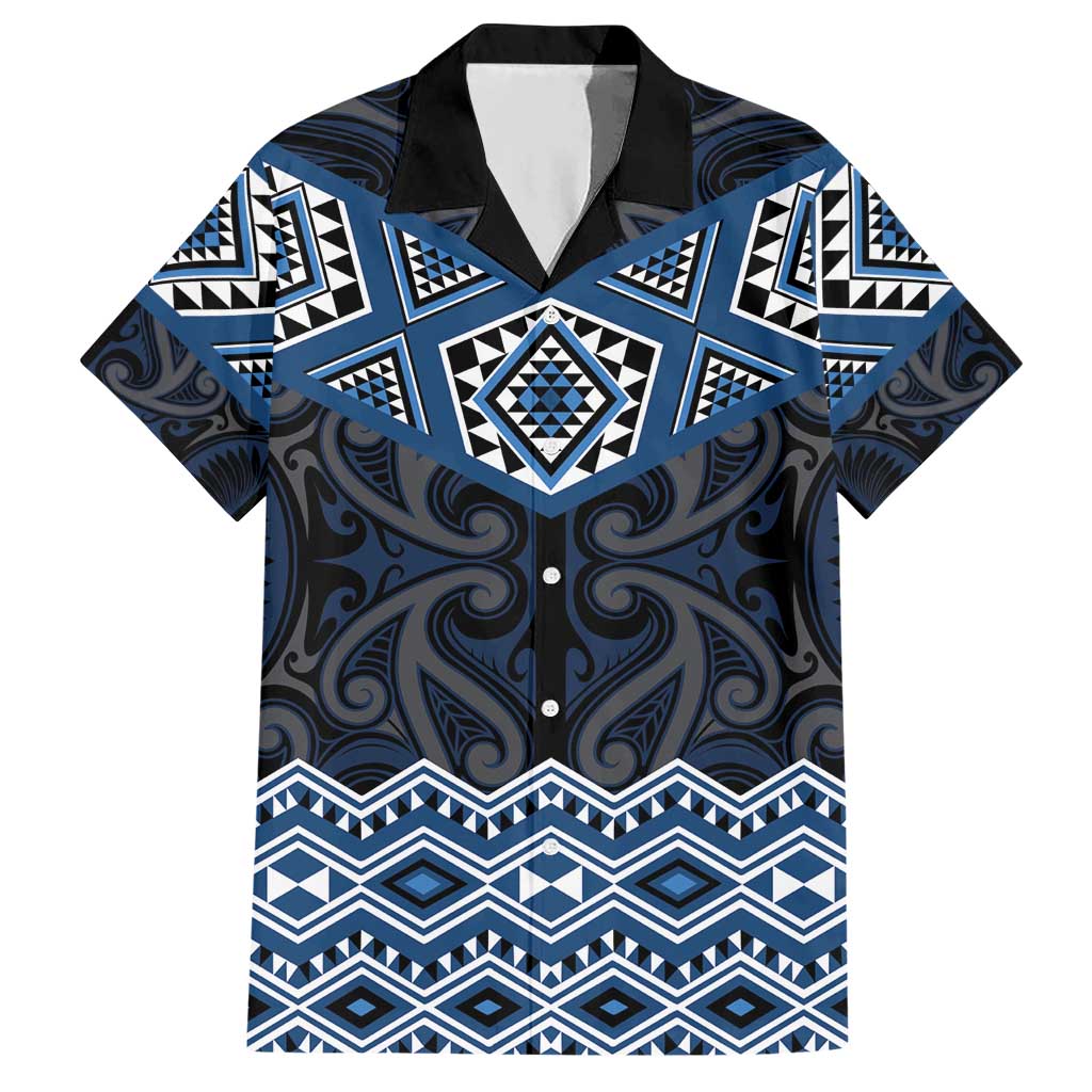 New Zealand Aotearoa Hawaiian Shirt Blue Taniko Art Maori Pattern LT05 Blue - Polynesian Pride