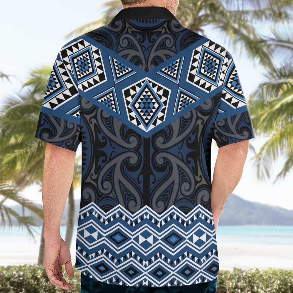 New Zealand Aotearoa Hawaiian Shirt Blue Taniko Art Maori Pattern LT05 - Polynesian Pride