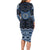 New Zealand Aotearoa Long Sleeve Bodycon Dress Blue Taniko Art Maori Pattern