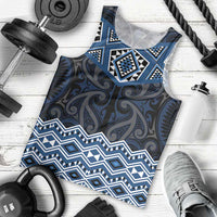 New Zealand Aotearoa Men Tank Top Blue Taniko Art Maori Pattern LT05 - Polynesian Pride
