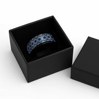 New Zealand Aotearoa Spinner Ring Blue Taniko Art Maori Pattern LT05 - Polynesian Pride
