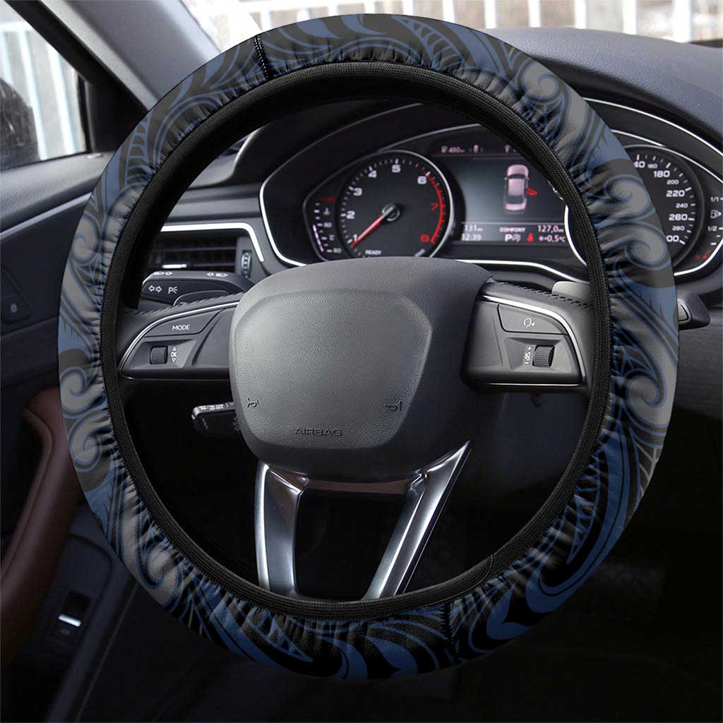 New Zealand Aotearoa Steering Wheel Cover Blue Taniko Art Maori Pattern LT05 - Polynesian Pride