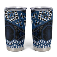 New Zealand Aotearoa Tumbler Cup Blue Taniko Art Maori Pattern LT05 Blue - Polynesian Pride
