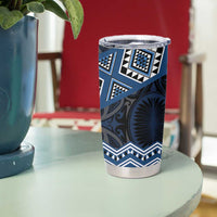 New Zealand Aotearoa Tumbler Cup Blue Taniko Art Maori Pattern LT05 - Polynesian Pride