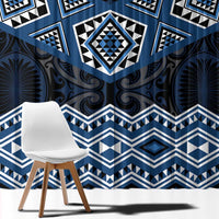 New Zealand Aotearoa Window Curtain Blue Taniko Art Maori Pattern LT05 - Polynesian Pride