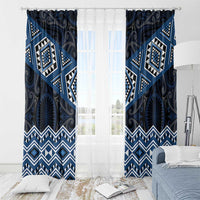 New Zealand Aotearoa Window Curtain Blue Taniko Art Maori Pattern LT05 - Polynesian Pride