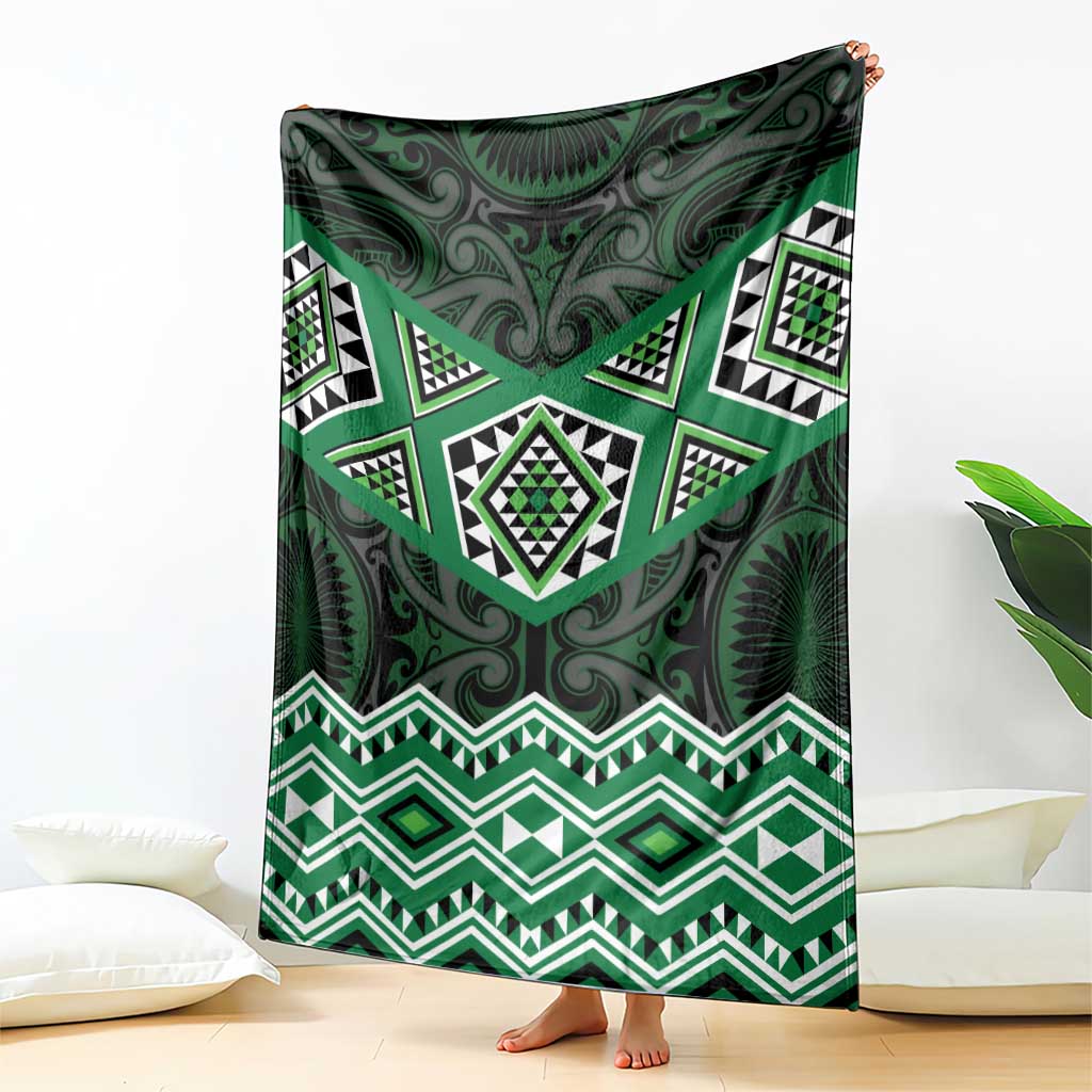New Zealand Aotearoa Blanket Green Taniko Art Maori Pattern LT05 - Polynesian Pride
