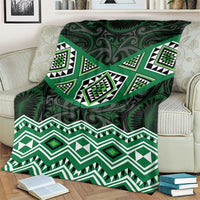 New Zealand Aotearoa Blanket Green Taniko Art Maori Pattern LT05 - Polynesian Pride