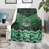 New Zealand Aotearoa Blanket Green Taniko Art Maori Pattern LT05 - Polynesian Pride