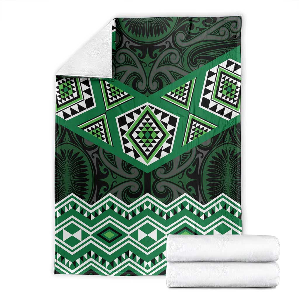 New Zealand Aotearoa Blanket Green Taniko Art Maori Pattern LT05 - Polynesian Pride