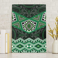New Zealand Aotearoa Canvas Wall Art Green Taniko Art Maori Pattern LT05 Without Frame Green - Polynesian Pride