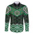 New Zealand Aotearoa Family Matching Long Sleeve Bodycon Dress and Hawaiian Shirt Green Taniko Art Maori Pattern