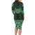 New Zealand Aotearoa Family Matching Long Sleeve Bodycon Dress and Hawaiian Shirt Green Taniko Art Maori Pattern