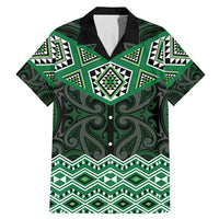 New Zealand Aotearoa Family Matching Mermaid Dress and Hawaiian Shirt Green Taniko Art Maori Pattern