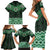 New Zealand Aotearoa Family Matching Short Sleeve Bodycon Dress and Hawaiian Shirt Green Taniko Art Maori Pattern