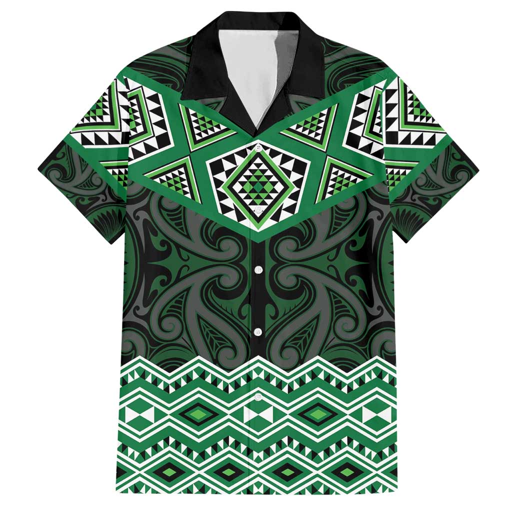 New Zealand Aotearoa Hawaiian Shirt Green Taniko Art Maori Pattern LT05 Green - Polynesian Pride
