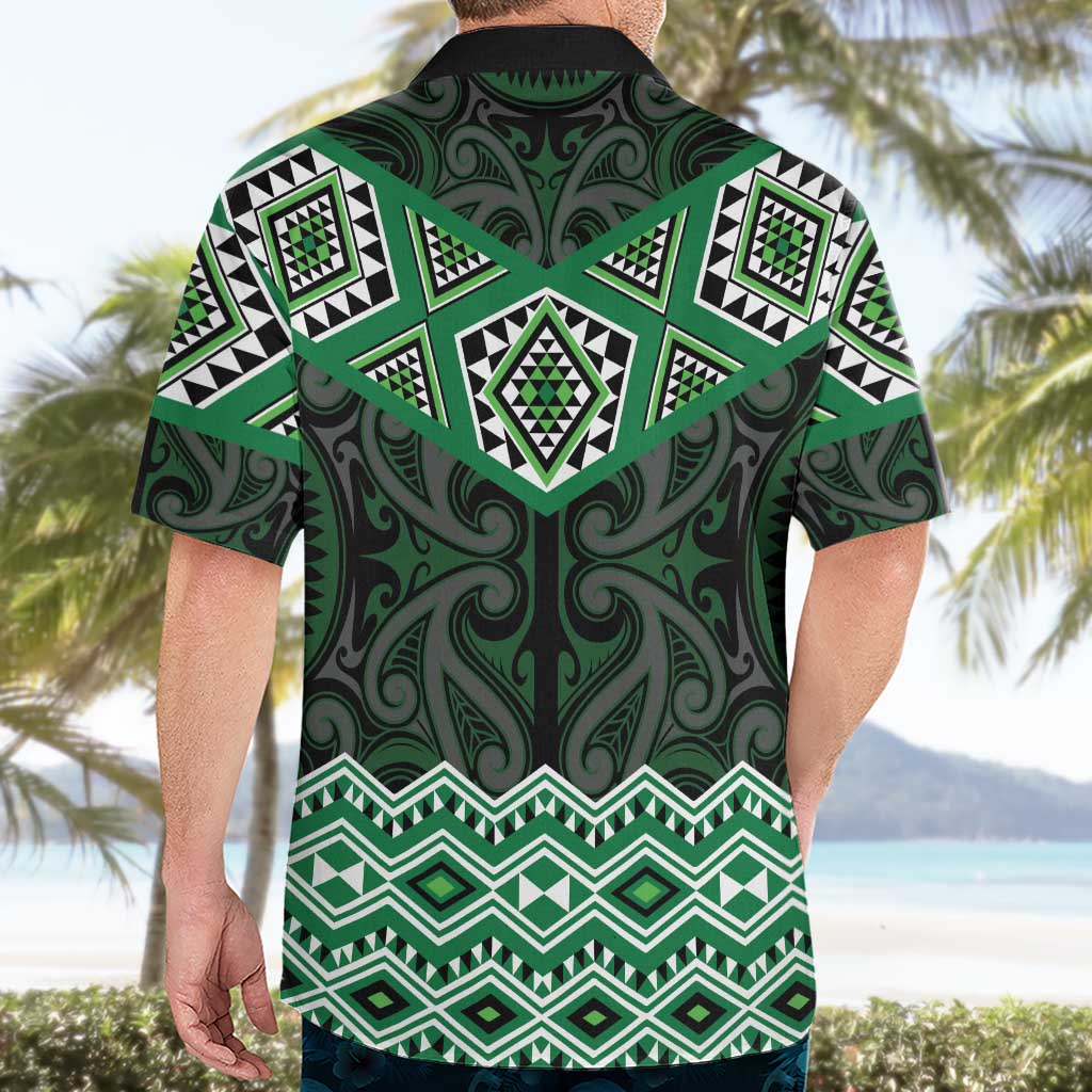 New Zealand Aotearoa Hawaiian Shirt Green Taniko Art Maori Pattern LT05 - Polynesian Pride