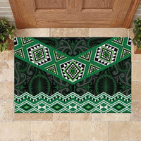 New Zealand Aotearoa Rubber Doormat Green Taniko Art Maori Pattern LT05 Green - Polynesian Pride