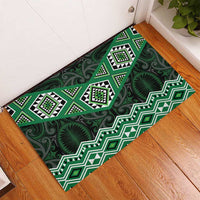 New Zealand Aotearoa Rubber Doormat Green Taniko Art Maori Pattern LT05 - Polynesian Pride
