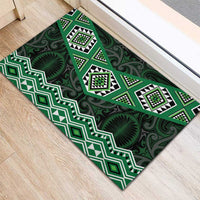 New Zealand Aotearoa Rubber Doormat Green Taniko Art Maori Pattern LT05 - Polynesian Pride