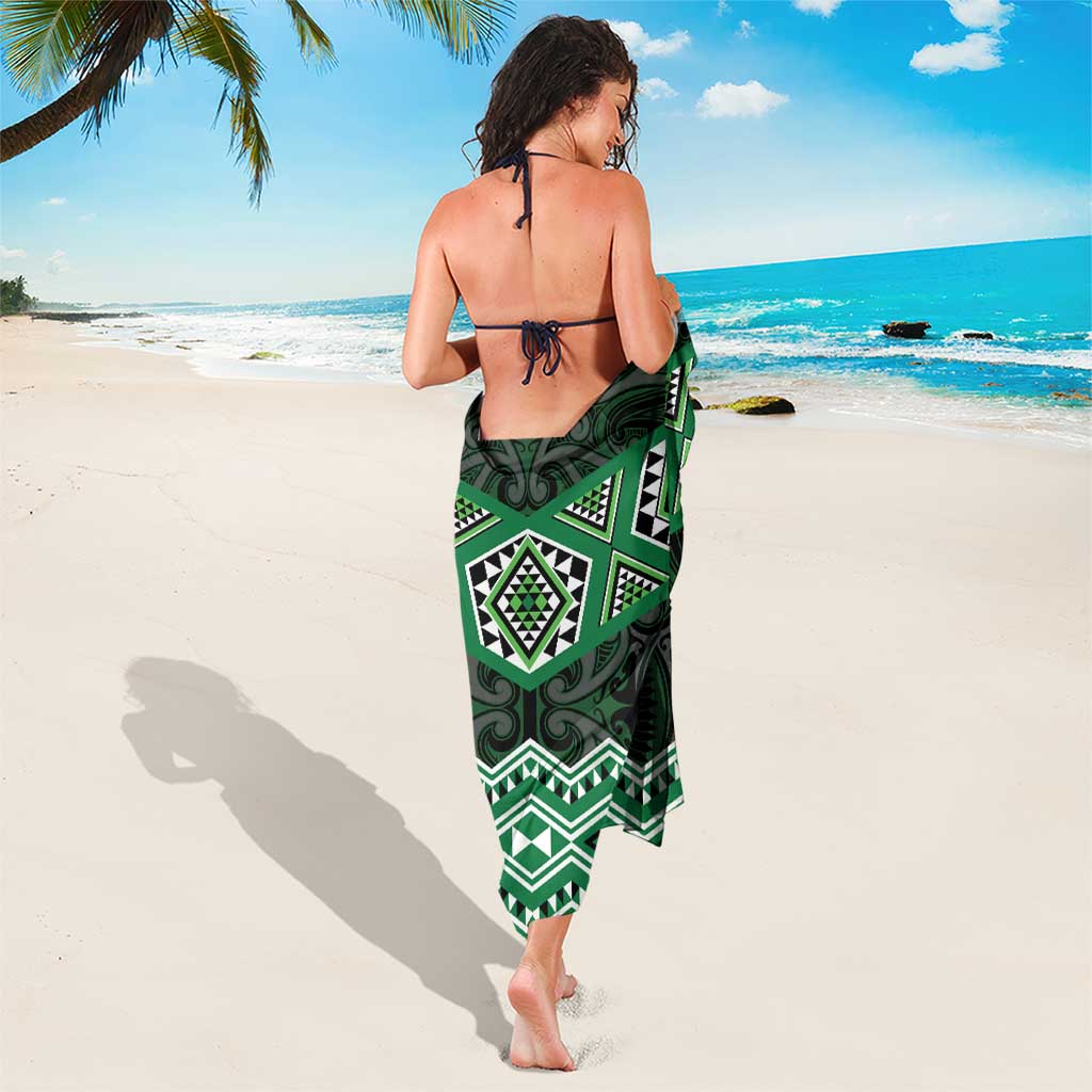 New Zealand Aotearoa Sarong Green Taniko Art Maori Pattern