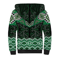 New Zealand Aotearoa Sherpa Hoodie Green Taniko Art Maori Pattern LT05 - Polynesian Pride