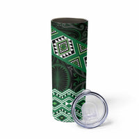 New Zealand Aotearoa Skinny Tumbler Green Taniko Art Maori Pattern