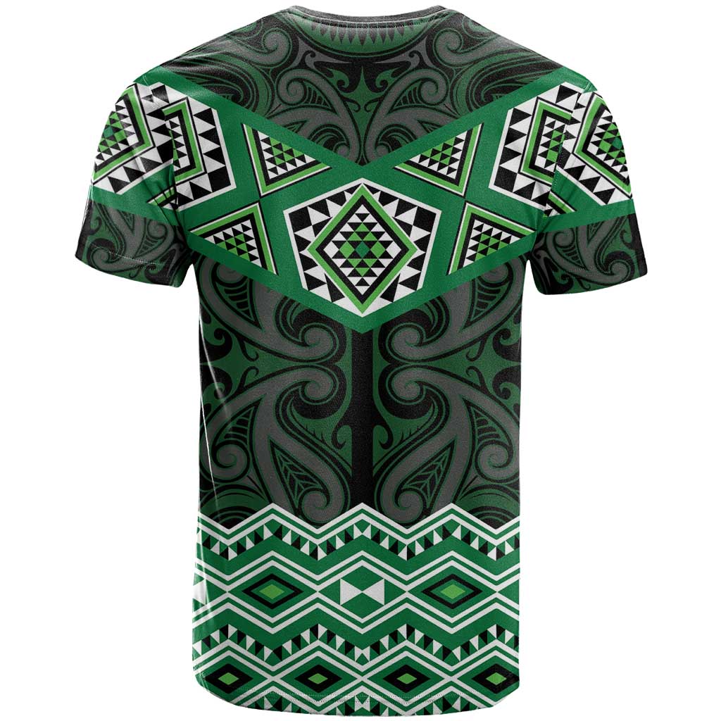 New Zealand Aotearoa T Shirt Green Taniko Art Maori Pattern