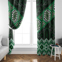 New Zealand Aotearoa Window Curtain Green Taniko Art Maori Pattern LT05 - Polynesian Pride