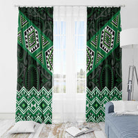 New Zealand Aotearoa Window Curtain Green Taniko Art Maori Pattern LT05 - Polynesian Pride