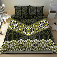 New Zealand Aotearoa Bedding Set Yellow Taniko Art Maori Pattern