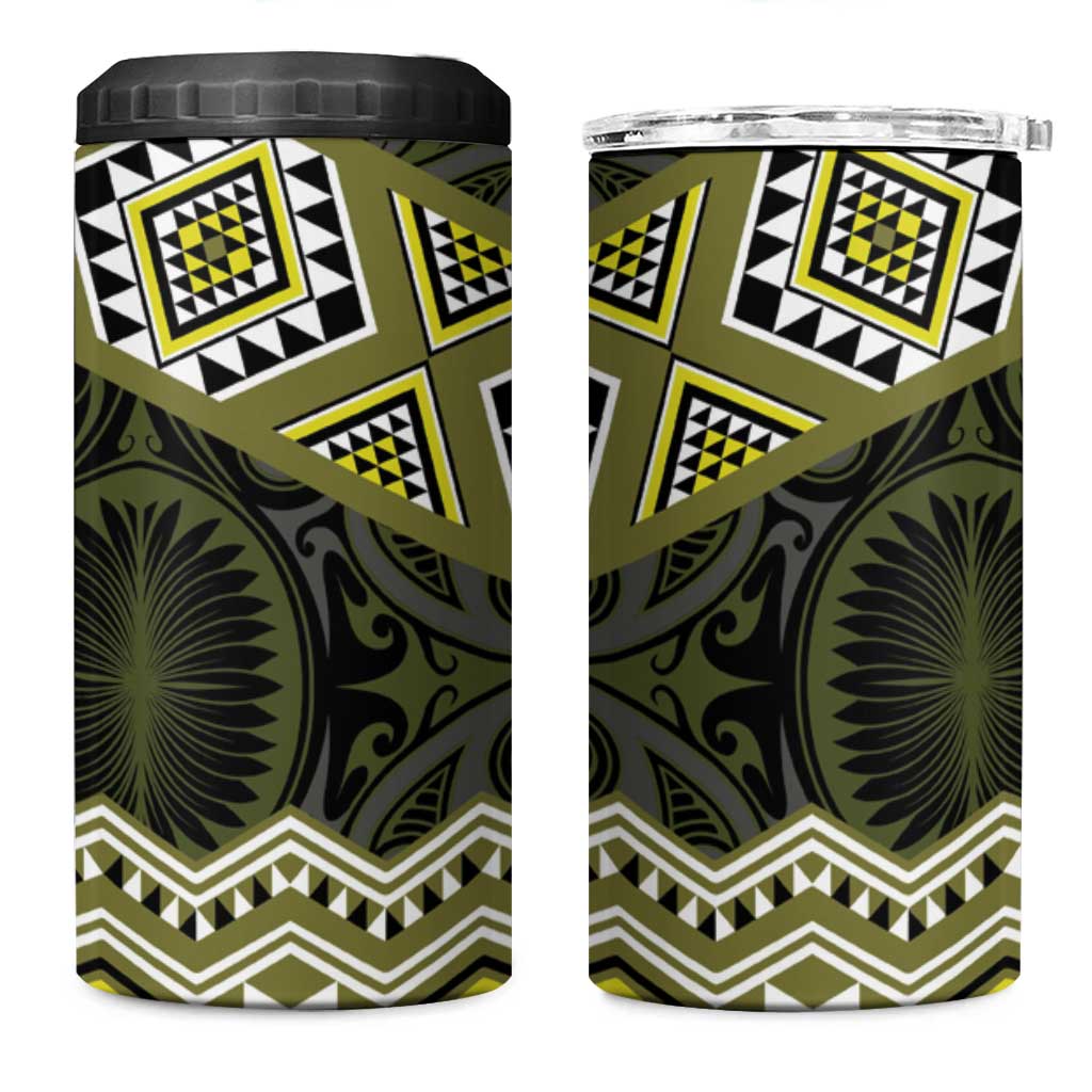 New Zealand Aotearoa 4 in 1 Can Cooler Tumbler Yellow Taniko Art Maori Pattern LT05 One Size: 16 oz Yellow - Polynesian Pride