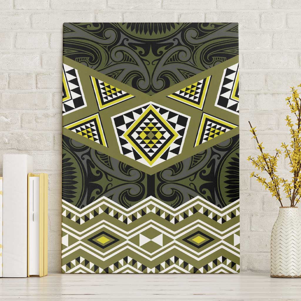 New Zealand Aotearoa Canvas Wall Art Yellow Taniko Art Maori Pattern LT05 Without Frame Yellow - Polynesian Pride