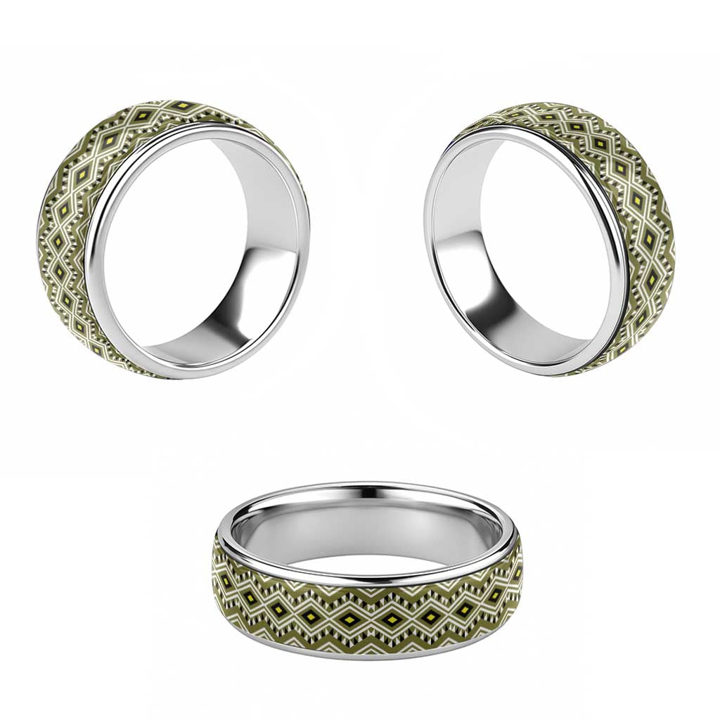 New Zealand Aotearoa Classic Ring Yellow Taniko Art Maori Pattern LT05 - Polynesian Pride