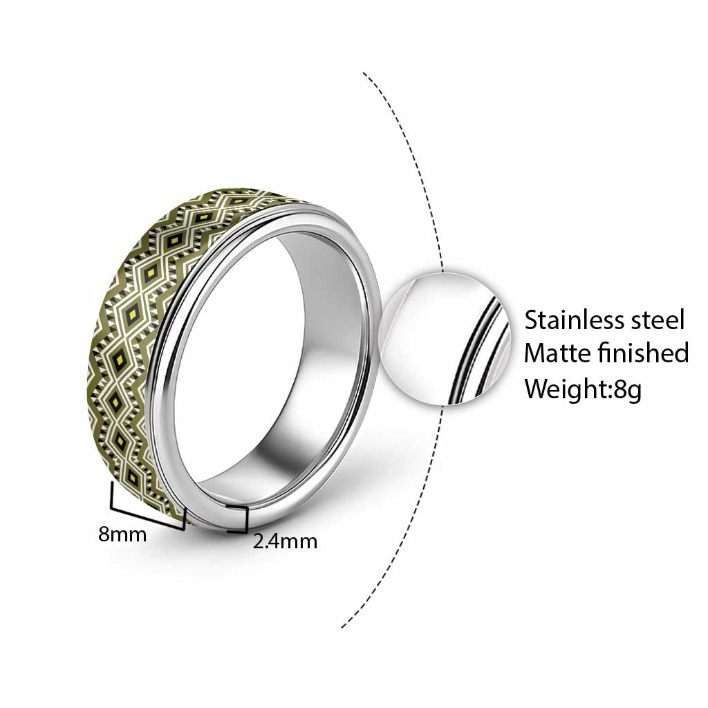New Zealand Aotearoa Classic Ring Yellow Taniko Art Maori Pattern LT05 - Polynesian Pride