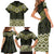 New Zealand Aotearoa Family Matching Short Sleeve Bodycon Dress and Hawaiian Shirt Yellow Taniko Art Maori Pattern