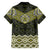 New Zealand Aotearoa Family Matching Short Sleeve Bodycon Dress and Hawaiian Shirt Yellow Taniko Art Maori Pattern