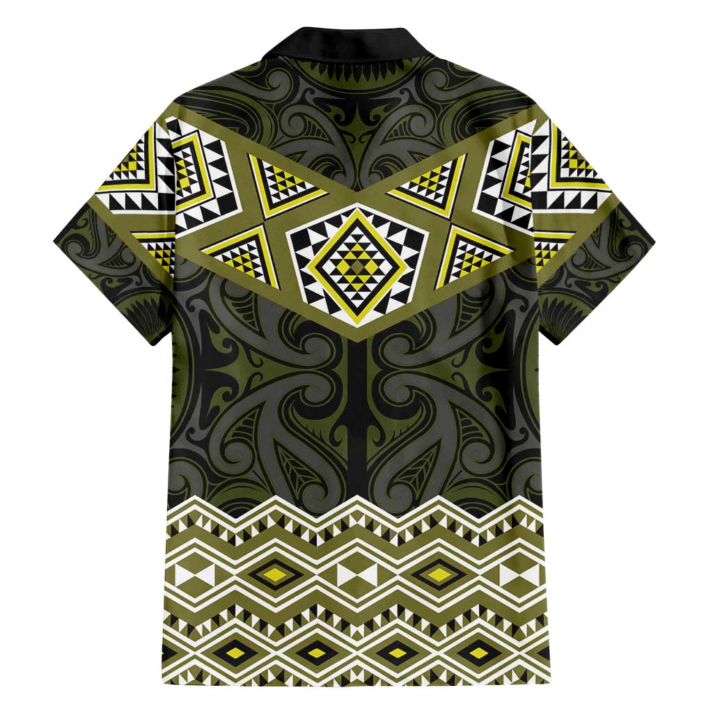 New Zealand Aotearoa Family Matching Tank Maxi Dress and Hawaiian Shirt Yellow Taniko Art Maori Pattern