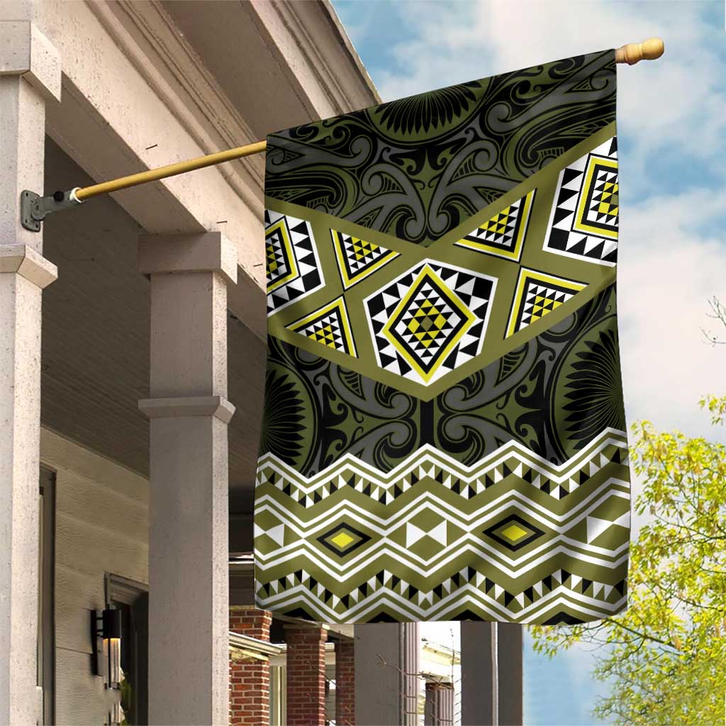New Zealand Aotearoa Garden Flag Yellow Taniko Art Maori Pattern LT05 House Flag Yellow - Polynesian Pride