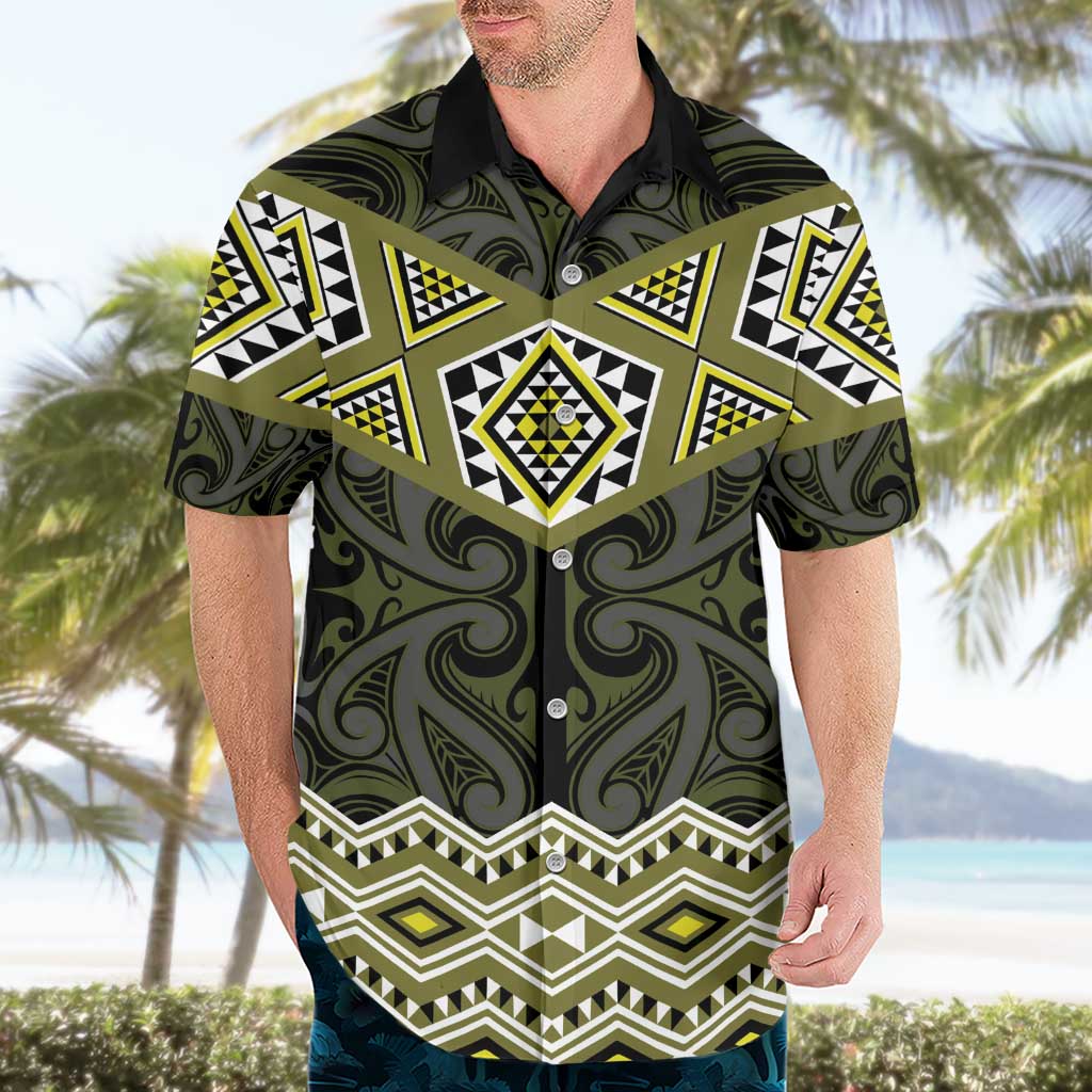 New Zealand Aotearoa Hawaiian Shirt Yellow Taniko Art Maori Pattern LT05 - Polynesian Pride