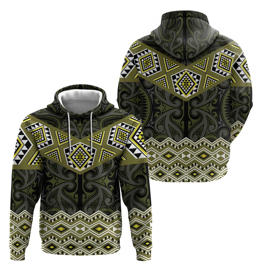 New Zealand Aotearoa Hoodie Yellow Taniko Art Maori Pattern