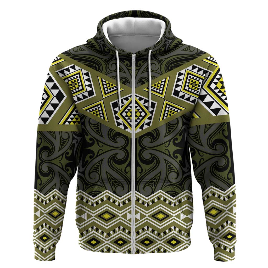 New Zealand Aotearoa Hoodie Yellow Taniko Art Maori Pattern