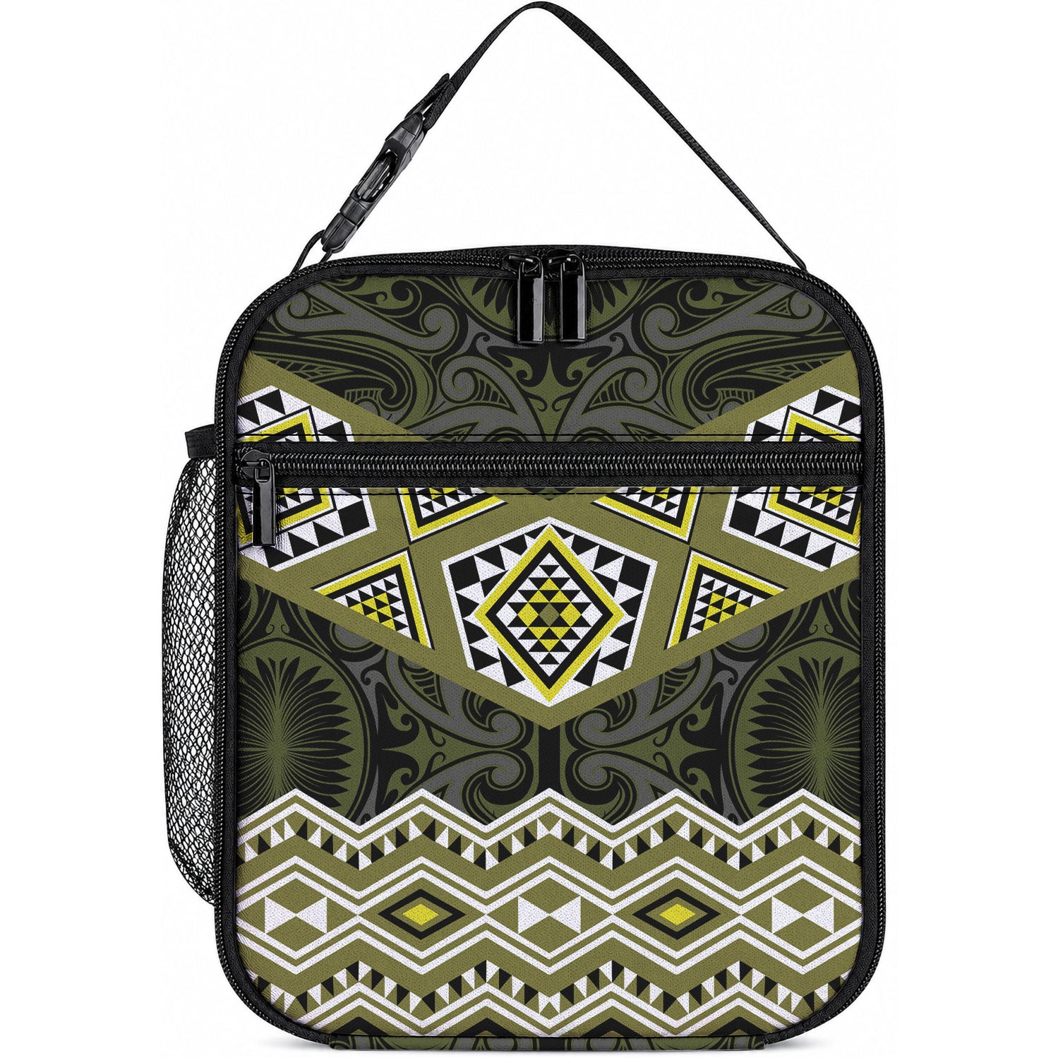 New Zealand Aotearoa Lunch Bag Yellow Taniko Art Maori Pattern LT05 10.2 × 8.3 × 4.3 inch Yellow - Polynesian Pride