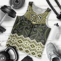 New Zealand Aotearoa Men Tank Top Yellow Taniko Art Maori Pattern LT05 - Polynesian Pride