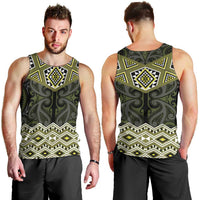 New Zealand Aotearoa Men Tank Top Yellow Taniko Art Maori Pattern LT05 - Polynesian Pride