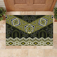 New Zealand Aotearoa Rubber Doormat Yellow Taniko Art Maori Pattern LT05 Yellow - Polynesian Pride